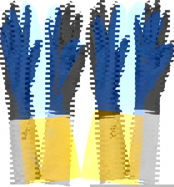 Chemical Resistant Gloves: Size Medium, 27.00 Thick, Latex, Latex, Supported,
